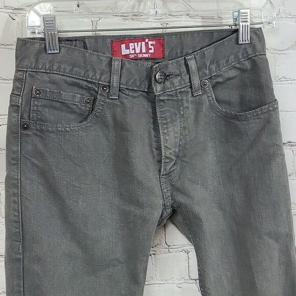 Levi's Red Tab 511 Skinny Gray Jeans Slim Fit Pant Stretch Denim Kids 14 27x27 - Picture 2 of 8